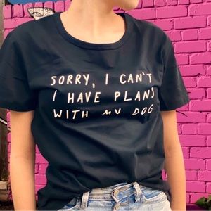 Dog Lovers T-shirt Funny Pet Graphic Tee Black Size Medium